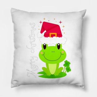 Starry Merry Christmas Frog Pillow