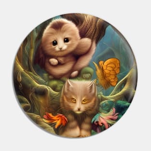 Fluffy Friends in the Woodland Pin