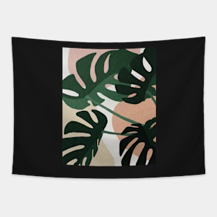 Monstera leaves,Tropical leaves, Green leaves, Leaf, Modern art, Abstract, Minimalistic, Modern Tapestry