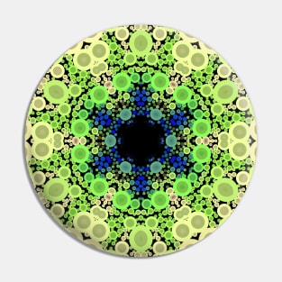 Dot Mandala Flower Blue Green and Yellow Pin