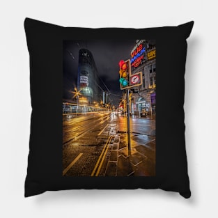 Manchester Night Street View Pillow
