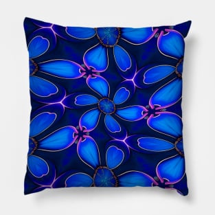 Deep Blue Flower Pattern Pillow