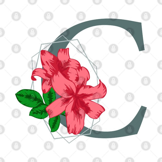 Stylized typography with capital letter C isolated monogram and floral decoration by Cute-Design