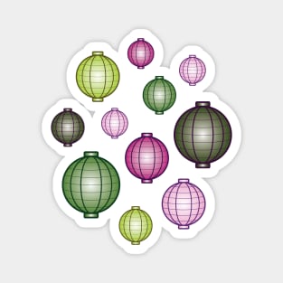 Lanterns | Mid Autumn Festival | Pink Green | White Magnet