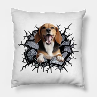 Funny Beagle Wall Crack Dog Lover Pillow