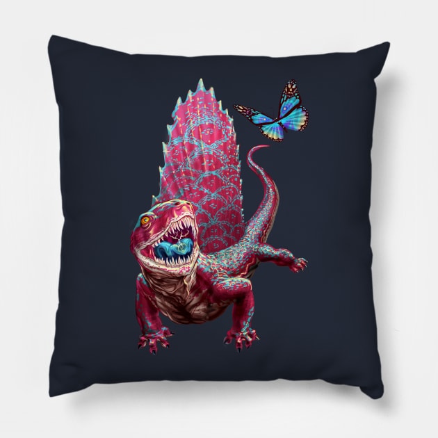 Dimetrodon with Butterfly Pillow by AyotaIllustration