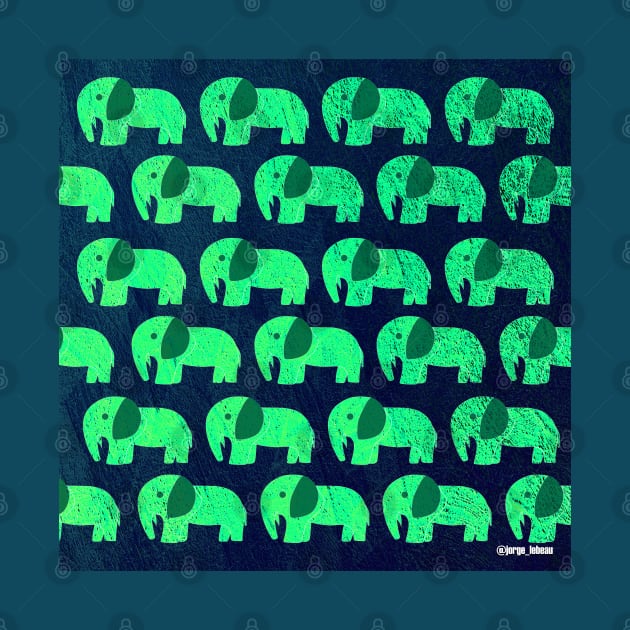 cute elephant in kawaii gem stampede ecopop art by jorge_lebeau