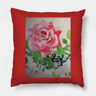 Pink rose watercolor painting Pillow