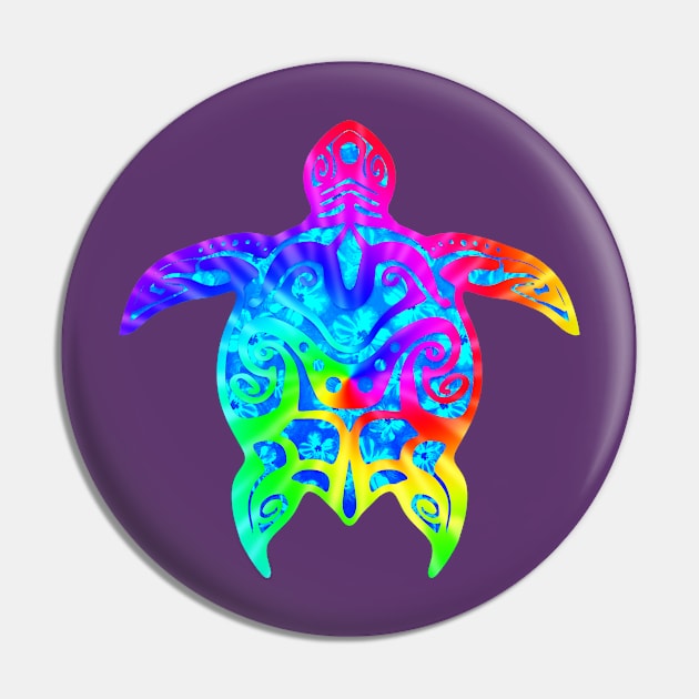 Colorful Tribal Turtle Pin by macdonaldcreativestudios