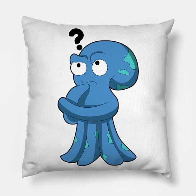 Octopus blue thoughtful Pillow by Markus Schnabel