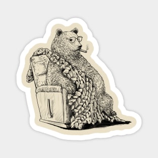 Lazy Bear Black and White Magnet