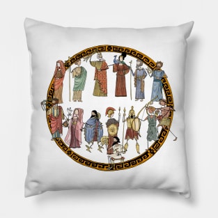 Greek Myth Comix - the Olympians in Colour! With tondo. Pillow