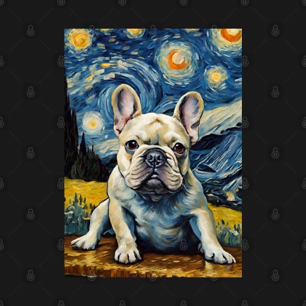 Dog Breed French Bulldog in a Van Gogh Starry Night Art Style by Art-Jiyuu