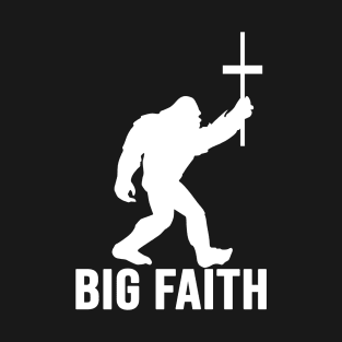 Vintage Big Faith Bigfoot With Cross Funny Christians Gift T-Shirt