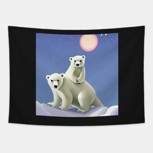 Cute polar bear family Tapestry