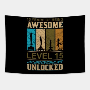 15 Years of Being awesome level 15 achievement Unlocked Tapestry