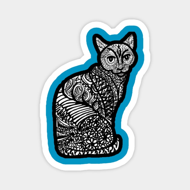 Beautiful Cat - zen doodle style Magnet by Bits