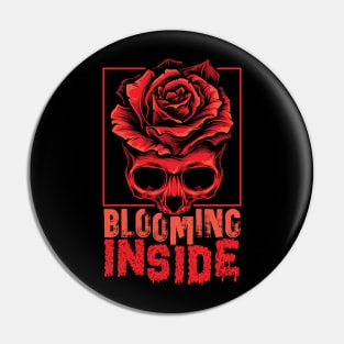 Blooming Inside Halloween Skull Pin