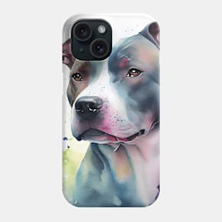 Watercolor Grey and White Pitbull Phone Case