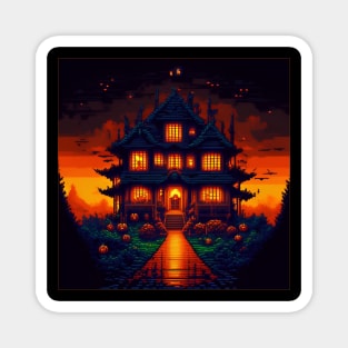 Haunted House in 8 Bit Graphics | Halloween Magnet