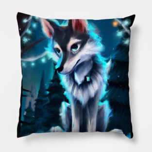 Cute Wolf Drawing Pillow