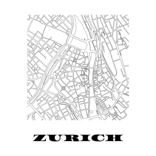 Map of Zurich, Switzerland Minimalist Line Drawing T-Shirt