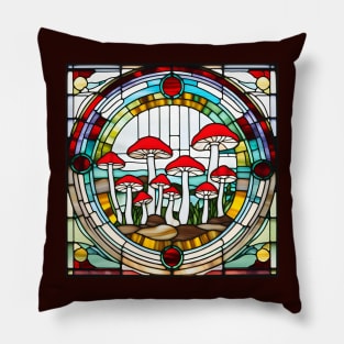 Carmine Mushroom Stained Glass Pillow