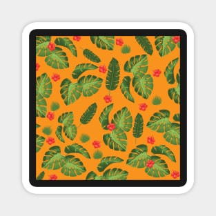 Tropical leaves Orange Magnet