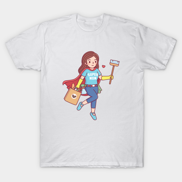 Super Mom With Cleaning Supplies And Groceries - Supermom - T-Shirt |  TeePublic