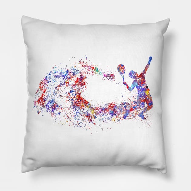Male tennis player Pillow by RosaliArt