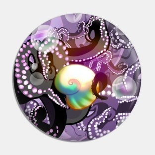 Purple and black octopus tentacles iridescent seashell rainbow bubble shimmer Pin