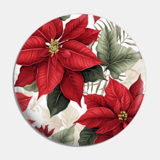 Christmas Vintage Red and White Poinsettia Pattern Pin