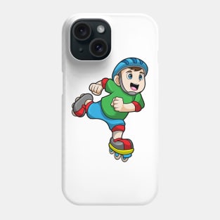 Boy as Skater with Skates & Helmet Phone Case