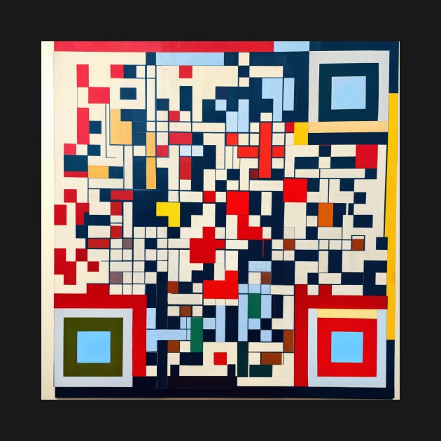 RickRoll QR Code Piet Mondrian Style Painting by ravel.live