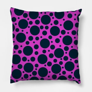 Random Polka Dots - Black on Hot Pink Pillow