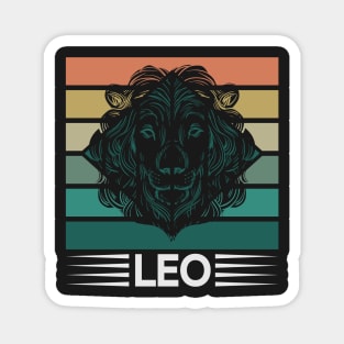 Leo in front of a stylized vintage sun Zodiac Magnet