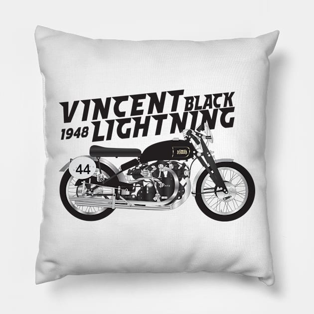 1948 Vincent Black Lightning Pillow by kindacoolbutnotreally