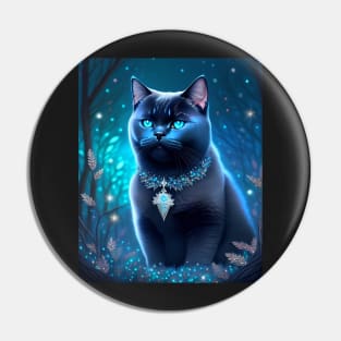 Magical Black British Shorthair Cat Pin