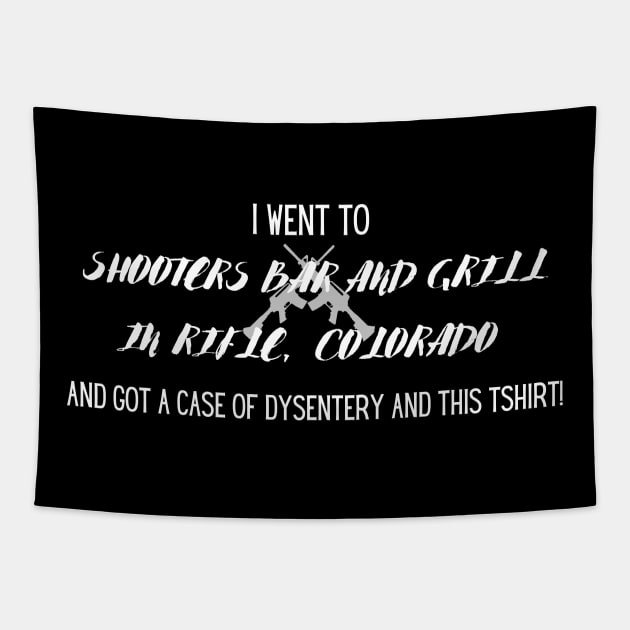 Shooters bar and grill- dark tshirt Tapestry by Centennial Stories Podcast