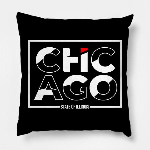 Chicago Typography design Pillow by Illusion Art