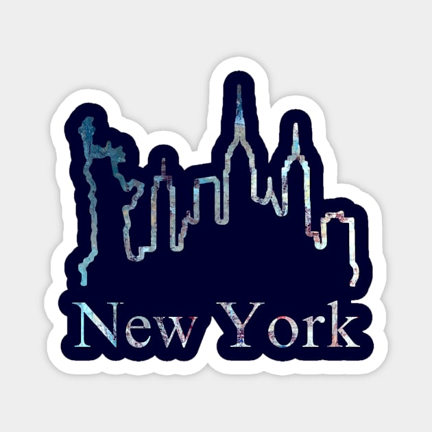 New York Skyline Abstract Line Art Magnet by DonWillisJrArt