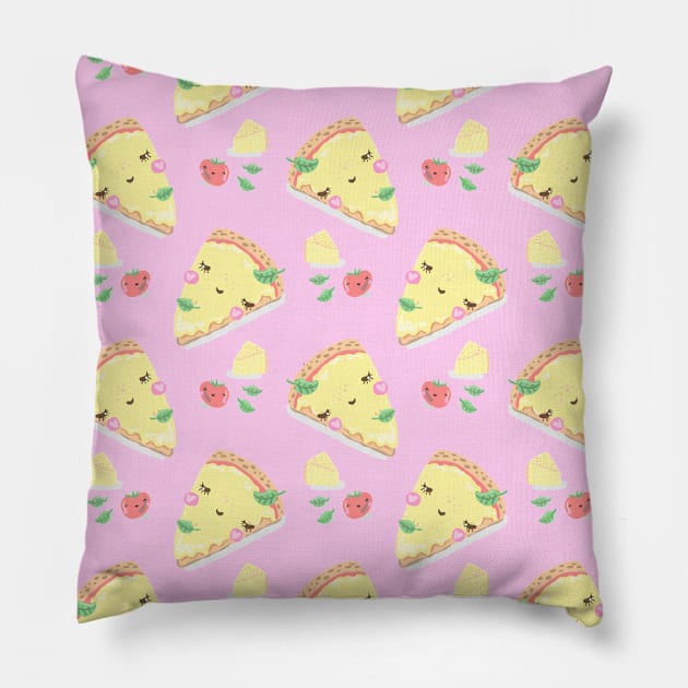 cute pizza rosa Pillow by Lamalou Design