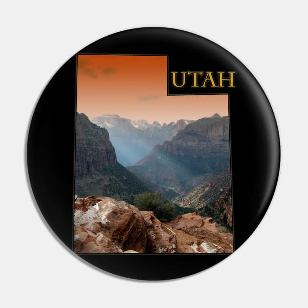 Utah State Outline - Zion National Park Pin by gorff