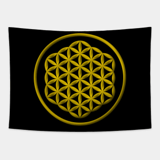 Flower of Life Sacred Geometry Gold Tapestry