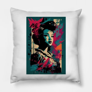 Vintage woman in pop-art style Pillow