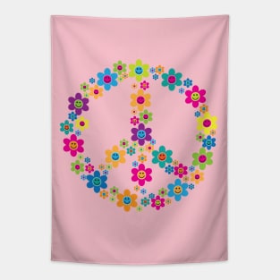 Peace Sign Flowers Tapestry