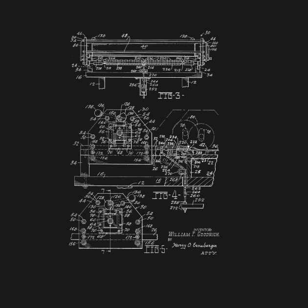 Card Printing Machine Vintage Patent Hand Drawing by TheYoungDesigns