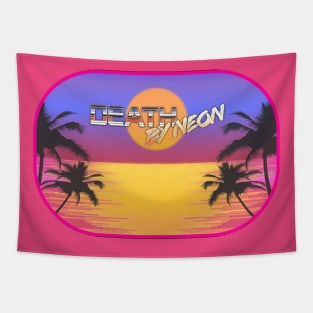 Death By Neon Logo Design - Official Product Design 2 - cinematic synthwave / horror / berlin school / retrowave / dreamwave t-shirt Tapestry