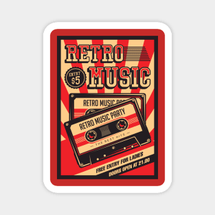 Retro Music Compact Cassette Vintage Magnet