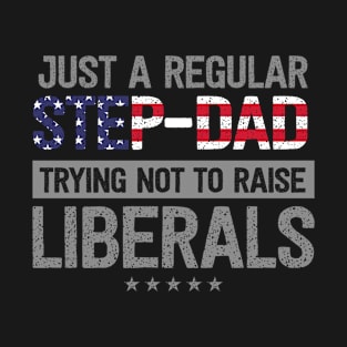 Regular Step-Dad Raise Liberals USA Flag Father's Day T-Shirt